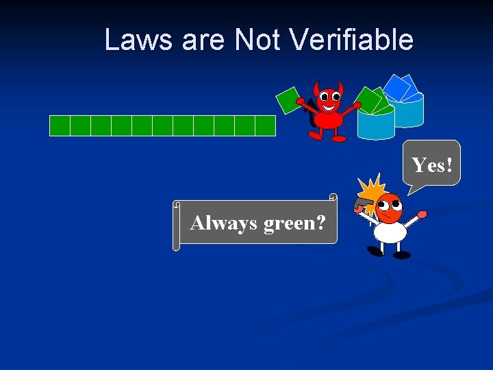 Laws are Not Verifiable Yes! Always green? 