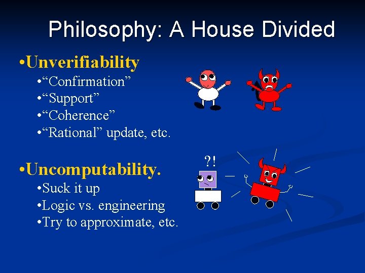 Philosophy: A House Divided • Unverifiability • “Confirmation” • “Support” • “Coherence” • “Rational”