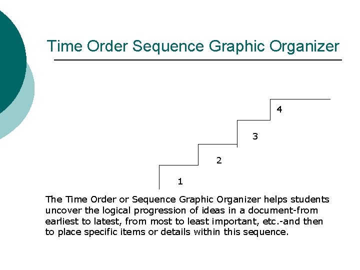 Time Order Sequence Graphic Organizer 4 3 2 1 The Time Order or Sequence