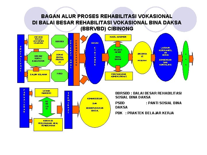 BAGAN ALUR PROSES REHABILITASI VOKASIONAL DI BALAI BESAR REHABILITASI VOKASIONAL BINA DAKSA (BBRVBD) CIBINONG