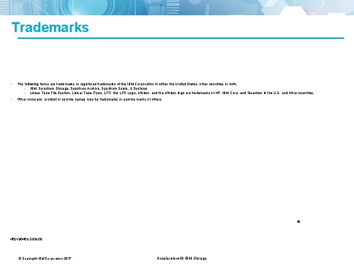 Trademarks The following terms are trademarks or registered trademarks of the IBM Corporation in