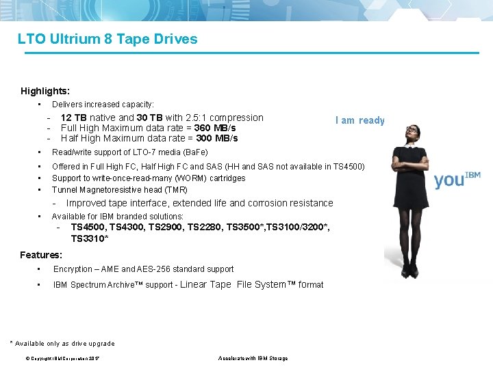 LTO Ultrium 8 Tape Drives Highlights: • Delivers increased capacity: - 12 TB native