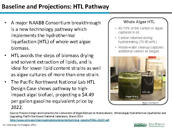 Baseline and Projections: HTL Pathway • A major NAABB Consortium breakthrough is a new