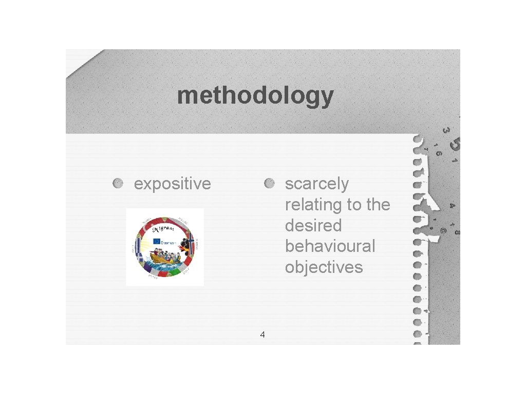 methodology expositive scarcely relating to the desired behavioural objectives 4 