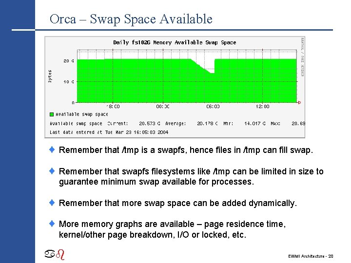 Orca – Swap Space Available ¨ Remember that /tmp is a swapfs, hence files