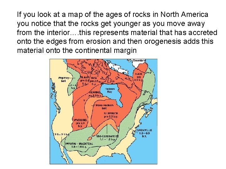 If you look at a map of the ages of rocks in North America