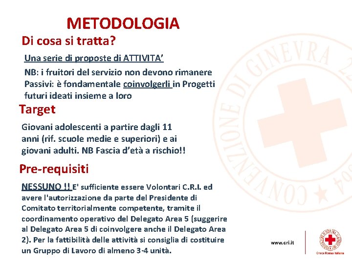 METODOLOGIA Di cosa si tratta? Una serie di proposte di ATTIVITA’ NB: i fruitori