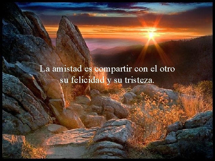 La amistad es compartir con el otro su felicidad y su tristeza. 