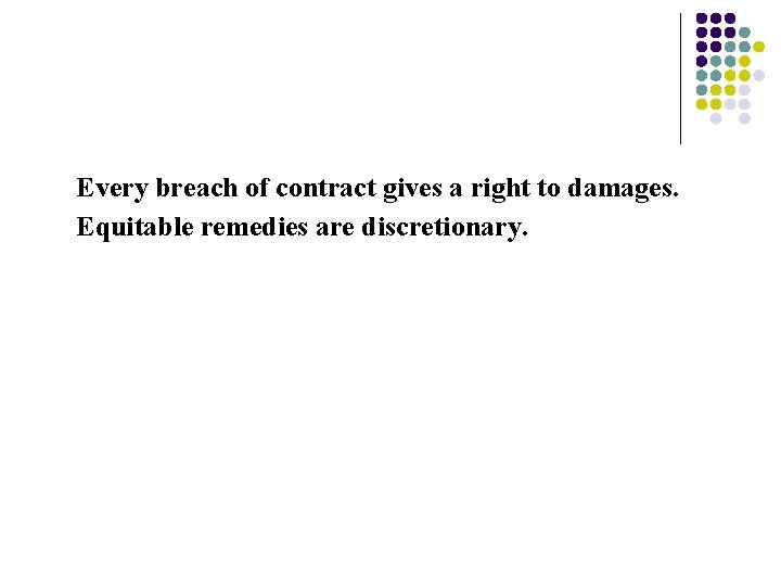 Every breach of contract gives a right to damages. Equitable remedies are discretionary. 