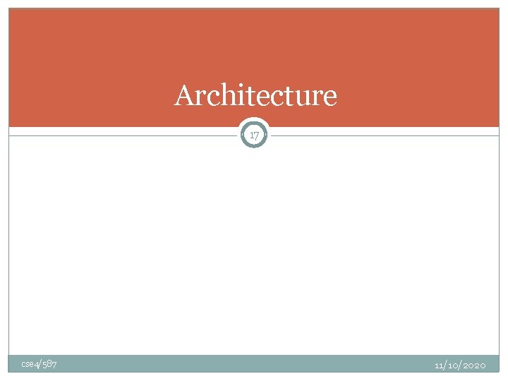 Architecture 17 cse 4/587 11/10/2020 