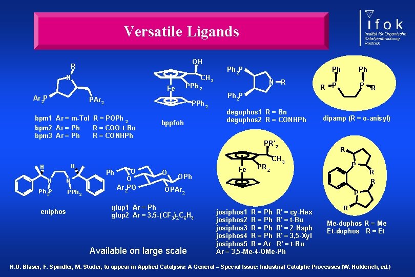Versatile Ligands OH R N CH 3 PAr 2 PPh 2 bpm 1 Ar