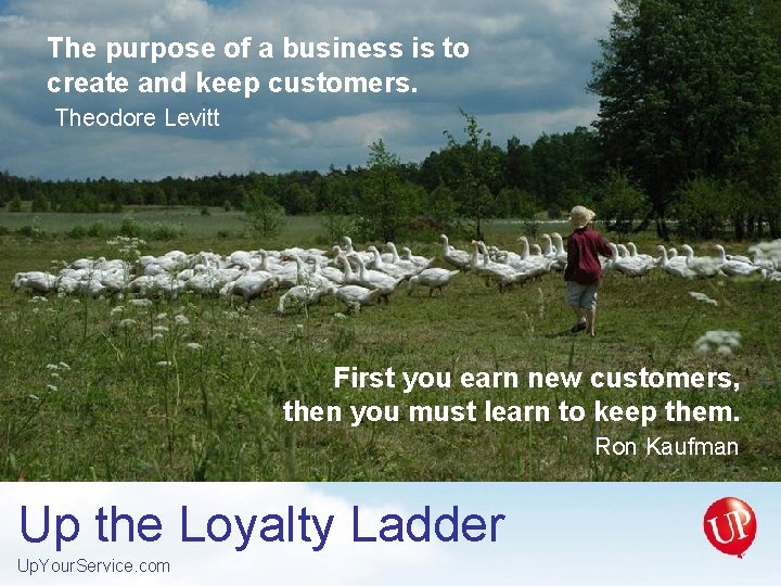 The purpose of a business is to create and keep customers. Theodore Levitt First