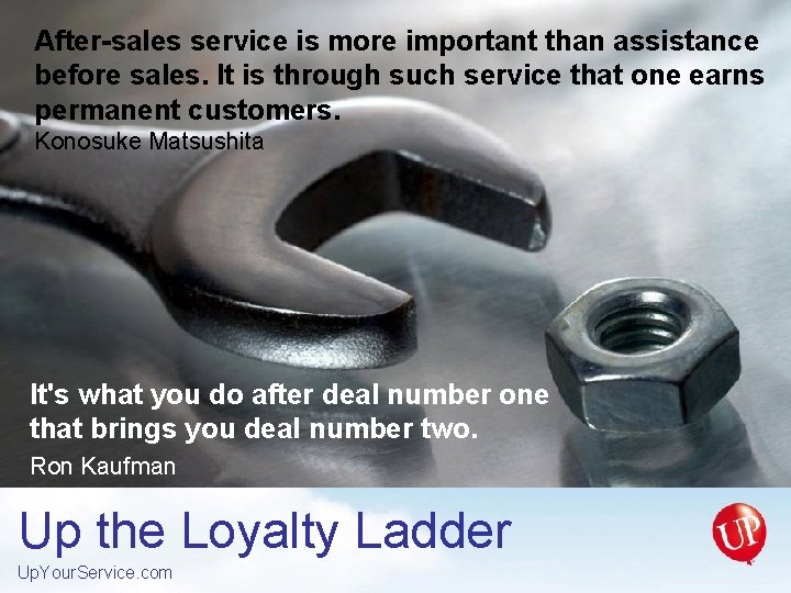 After-sales service is more important than assistance before sales. It is through such service