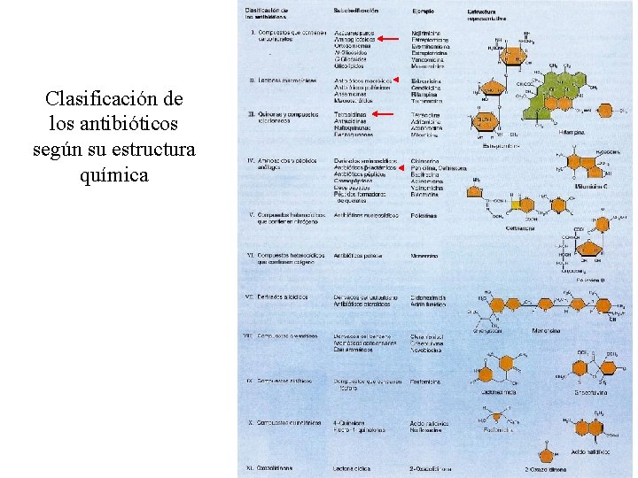 Clasificación de los antibióticos según su estructura química 