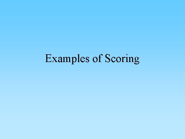 Examples of Scoring 