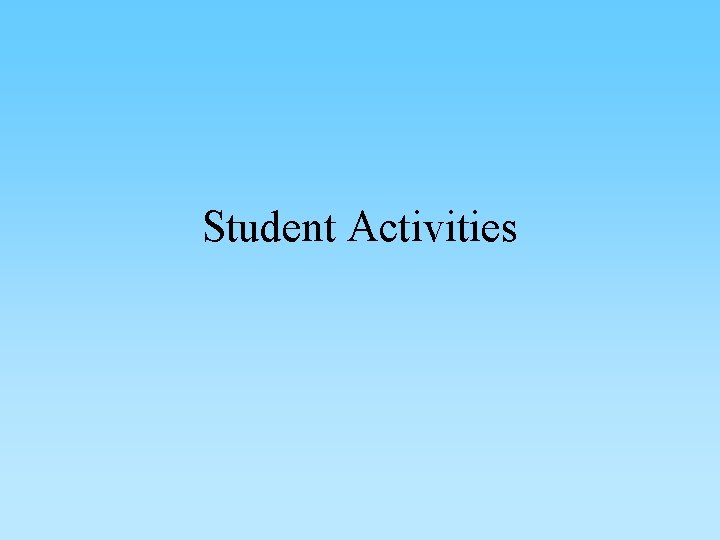 Student Activities 