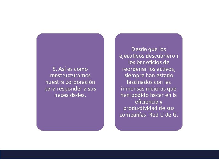 5. Así es como reestructuramos nuestra corporación para responder a sus necesidades. Desde que