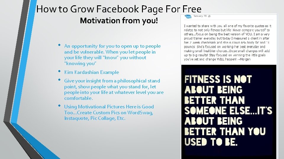 How to Grow Facebook Page For Free Motivation from you! • An opportunity for