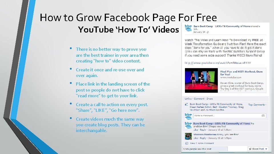How to Grow Facebook Page For Free You. Tube ‘How To’ Videos • There
