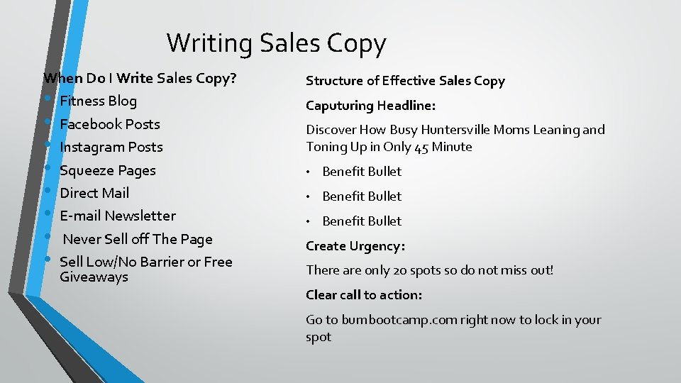Writing Sales Copy When Do I Write Sales Copy? • Fitness Blog • Facebook