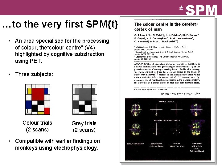 …to the very first SPM{t} • An area specialised for the processing of colour,
