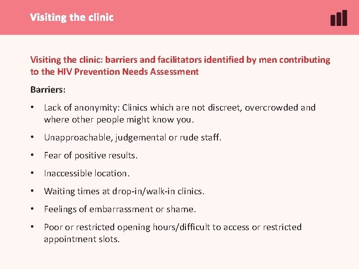 Visiting the clinic: barriers and facilitators identified by men contributing to the HIV Prevention