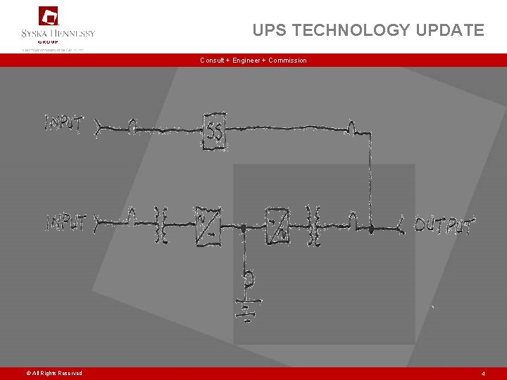 UPS TECHNOLOGY UPDATE Consult + Engineer + Commission © All Rights Reserved 4 