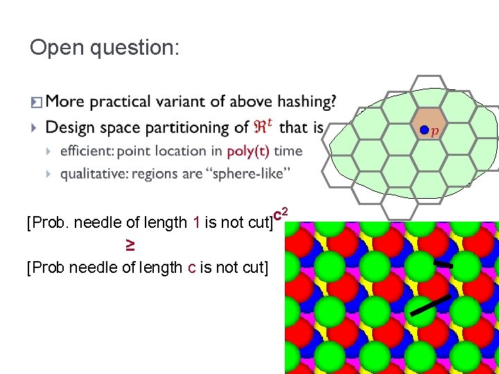 Open question: � 2 c [Prob. needle of length 1 is not cut] ≥