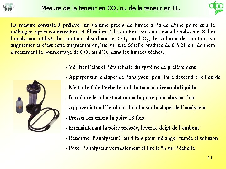 Mesure de la teneur en CO 2 ou de la teneur en O 2