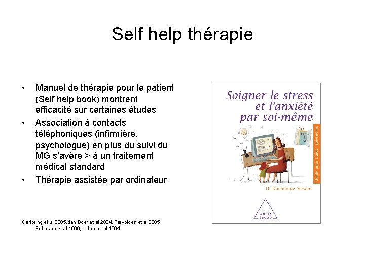 Self help thérapie • • • Manuel de thérapie pour le patient (Self help