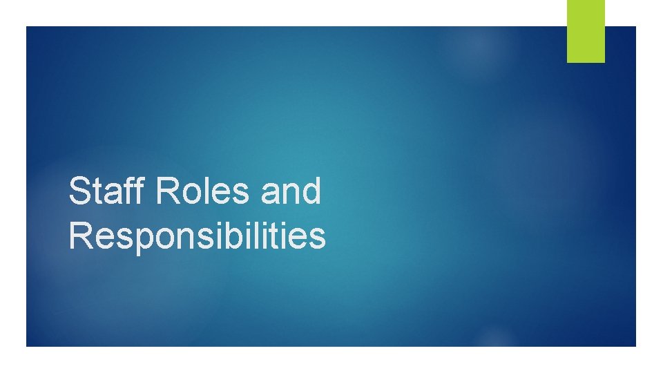 Staff Roles and Responsibilities 