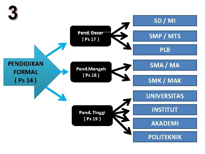 3 SD / MI Pend. Dasar ( Ps 17 ) SMP / MTS PLB