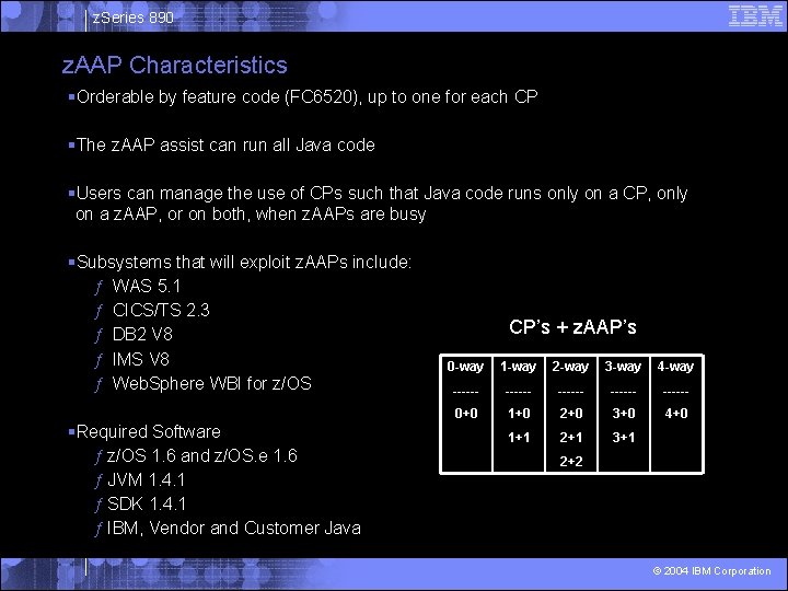 z. Series 890 z. AAP Characteristics §Orderable by feature code (FC 6520), up to