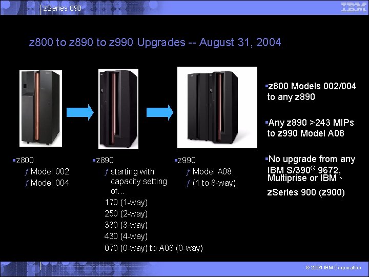 z. Series 890 z 800 to z 890 to z 990 Upgrades -- August