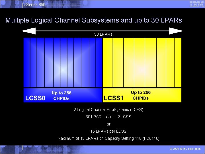 z. Series 890 Multiple Logical Channel Subsystems and up to 30 LPARs 2 Logical