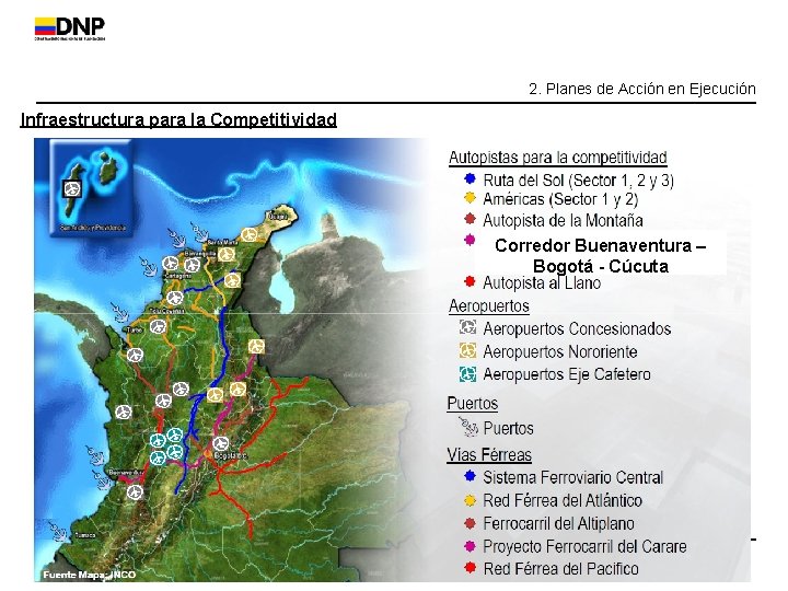 2. Planes de Acción en Ejecución Infraestructura para la Competitividad Corredor Buenaventura – Bogotá