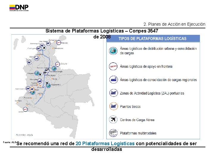 2. Planes de Acción en Ejecución Sistema de Plataformas Logísticas – Conpes 3547 de