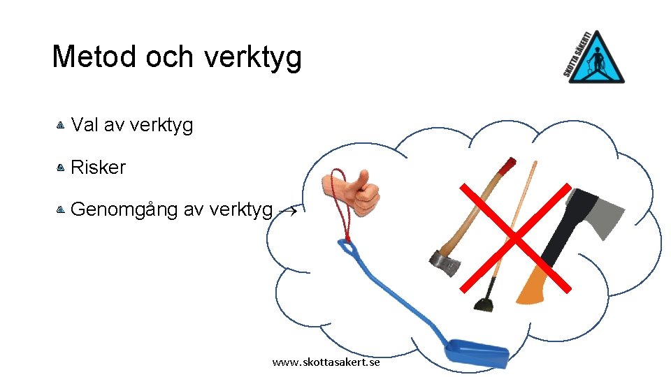 Metod och verktyg Val av verktyg Risker Genomgång av verktyg www. skottasakert. se 