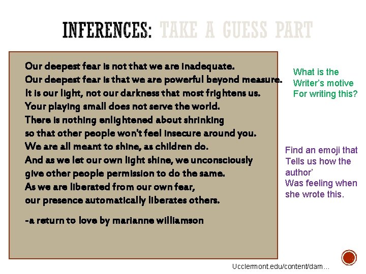 Our deepest fear is not that we are inadequate. What is the Our deepest