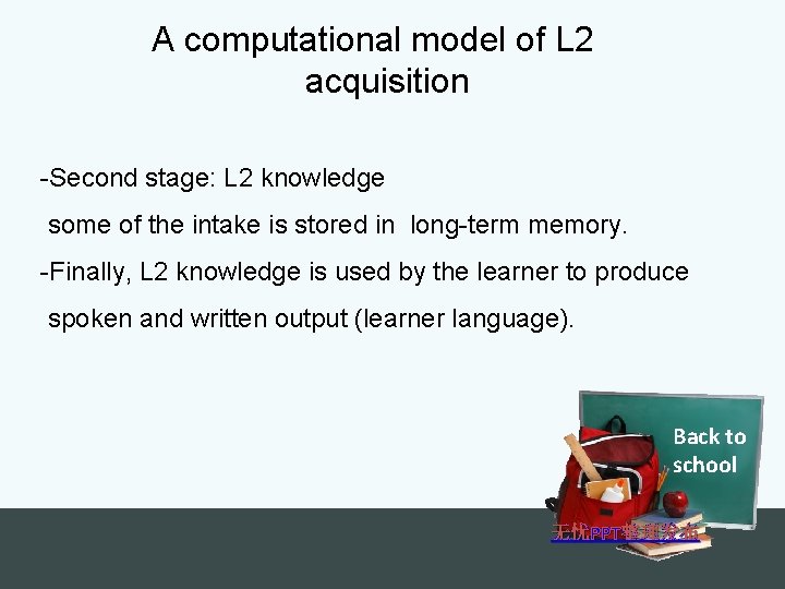 A computational model of L 2 acquisition -Second stage: L 2 knowledge some of