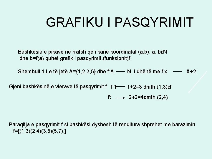 GRAFIKU I PASQYRIMIT Bashkësia e pikave në rrafsh që i kanë koordinatat (a, b),
