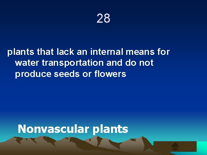 28 plants that lack an internal means for water transportation and do not produce