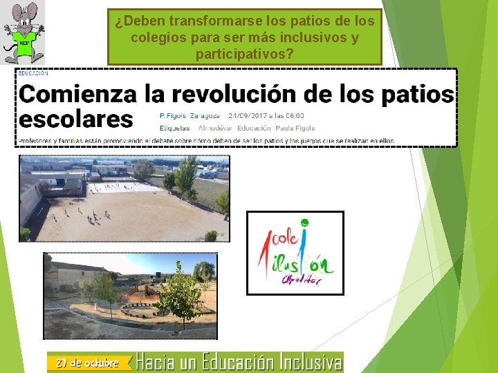 ¿Deben transformarse los patios de los colegios para ser más inclusivos y participativos? 