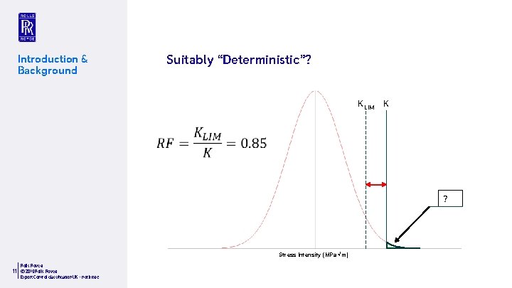 Suitably “Deterministic”? Introduction & Background K LIM K ? Stress Intensity (MPa √m) Rolls-Royce