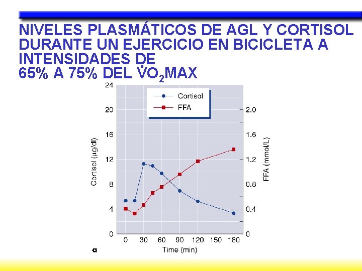 NIVELES PLASMÁTICOS DE AGL Y CORTISOL DURANTE UN EJERCICIO EN BICICLETA A INTENSIDADES DE.