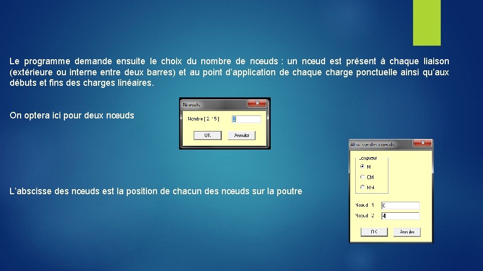 Le programme demande ensuite le choix du nombre de nœuds : un nœud est