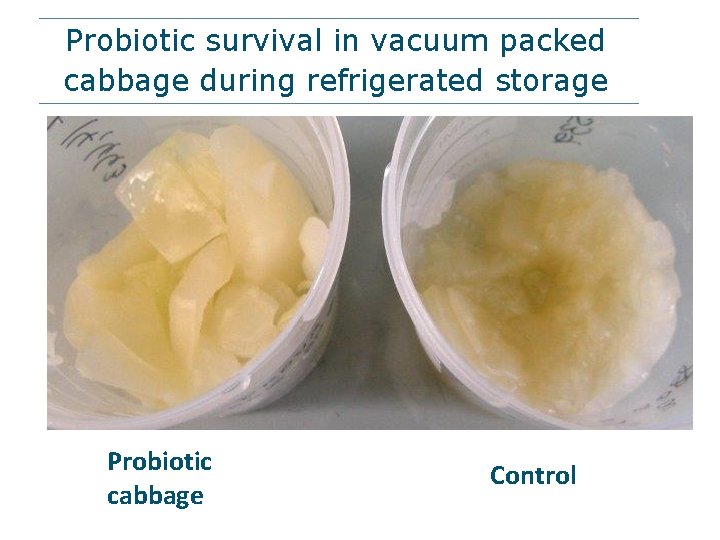 Probiotic survival in vacuum packed cabbage during refrigerated storage The probiotic population remained steady