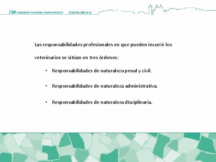 Las responsabilidades profesionales en que pueden incurrir los veterinarios se sitúan en tres órdenes:
