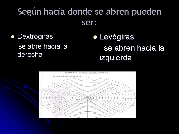 Según hacia donde se abren pueden ser: l Dextrógiras se abre hacia la derecha