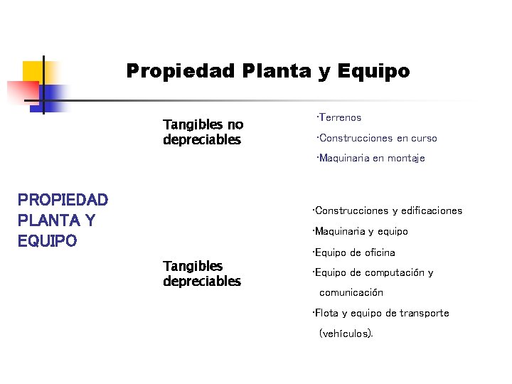 Propiedad Planta y Equipo Tangibles no depreciables • Terrenos • Construcciones en curso •